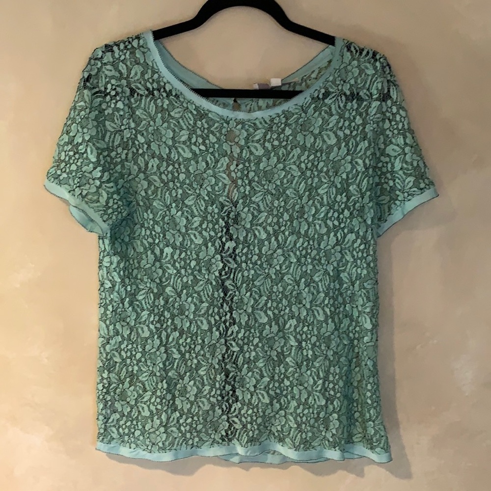 LOFT Teal Lace Blouse
